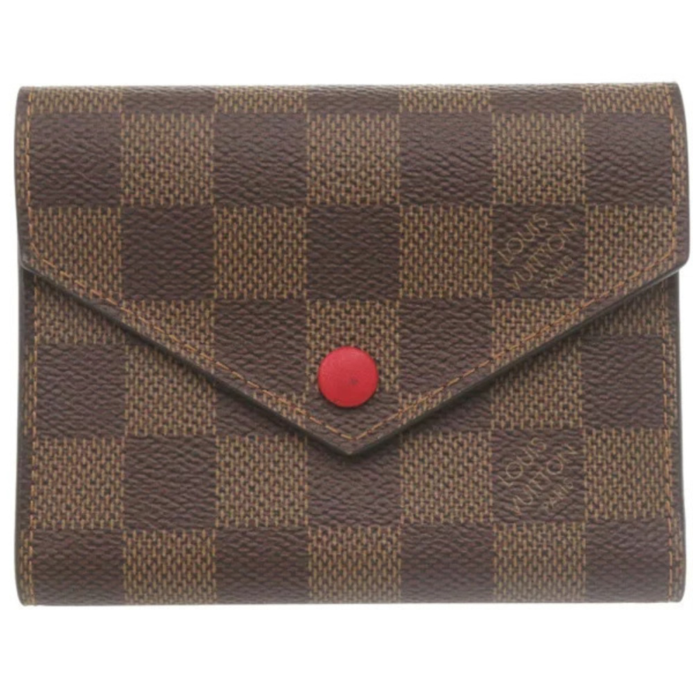 Louis Vuitton Portefeuille Victorine Damier Red Brown Tri fold wallet LV
